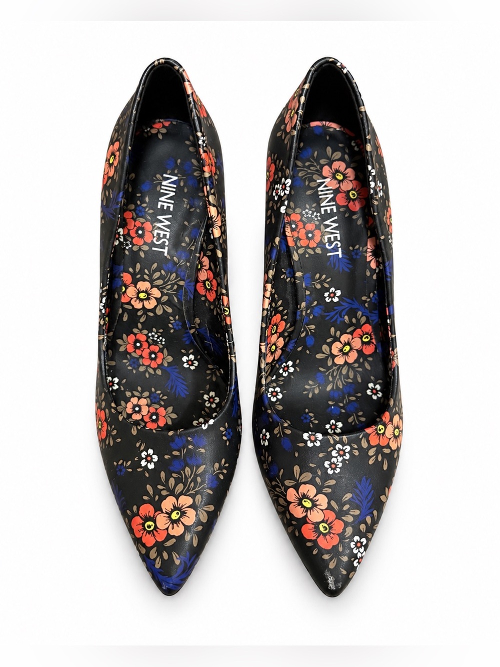 EUC Nine West Floral Pointed Toe Pumps Heels Size 5.5